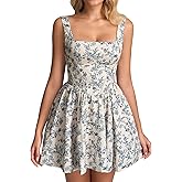 KUTUMAI Floral Corset Mini Dress Square Neck Flowy A Line Cute Graduation Short Dresses for Women Summer 2026