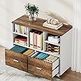 Tribesigns 2-Drawer Wood File Cabinet, Mobile Lateral Filing Cabinet for Hanging Letter Size Files, Printer Stand with Open Storage Shelves for Home Office (Oak Karo & White)