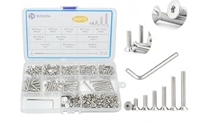 WZHUIDA 630 Pcs M3 Screws Assortment Kit, M3x6mm/8mm/10mm/12mm/16mm/20mm/25mm/30mm, Metric Hex Flat Head Countersunk Screws Nuts Washers Kit with Wrench, 304 Stainless Steel