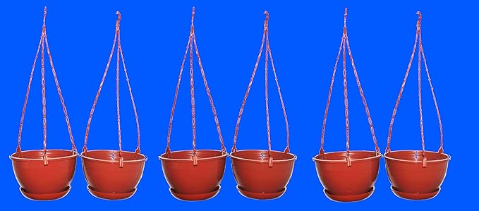 First Smart Deal Plastic Hanging Pot Brown - Pack of 6