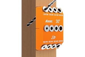 XDOVET 30 45 90 Degree Angle 4 Sizes Drill Jig for Angled Holes/Straight Holes, Drill Guide for Cable Railing Lag Screw Wood Post, Durable Aluminum Alloy Drilling Jig for Deck Stair Handrail