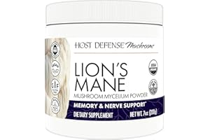 Host Defense Lion's Mane Powder - Brain Health Support Supplement - Mushroom Supplement to Support Focus & Memory Function - Immune & Nervous System Support Supplement - 7 oz (133 Servings)*