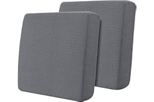 Hokway Stretch Couch Cushion Slipcovers Reversible Cushion Replacement Slipcovers Sofa Cushion Covers(Light Grey, 2)