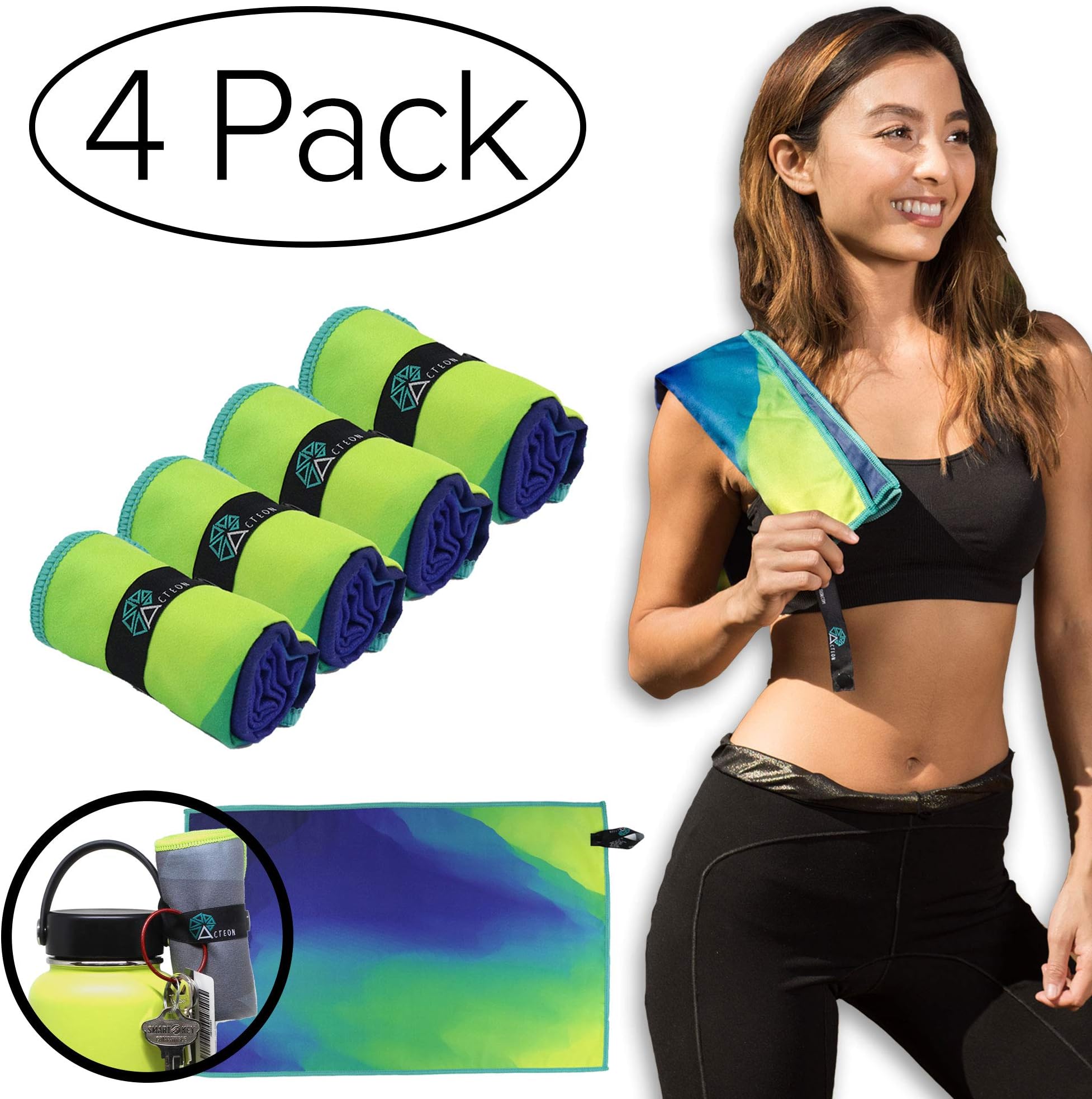 Acteon Premium Gym Towel - Antibacterial, Odor Fighting and Ultra Compact Great for Running, Sports, Yoga, Camping, Hiking, Camping
