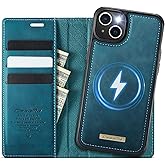 Compatible with iPhone 14 Plus Detachable Wallet Case Compatible with Magsafe, 2-in-1 PU Leather Flip RFID Blocking Card Holder Stand Shockproof Magnetic Cover for iPhone 14 Plus Case 6.7",Blue