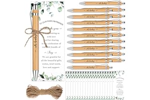 36 Sets Baby Shower Favors for Guests Bamboo Retractable Ballpoint Pens Thank You Cards with Hemp Rope for Gender Reveal Part