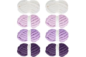 MABOZOO Assorted Chunky Yarn for Crocheting - 8 Pack Fluffy Jumbo Chenille, Soft Plush, Giant Thick Fuzzy Yarn - Purple Multi (31.7 yds, 8 oz Each Skein)