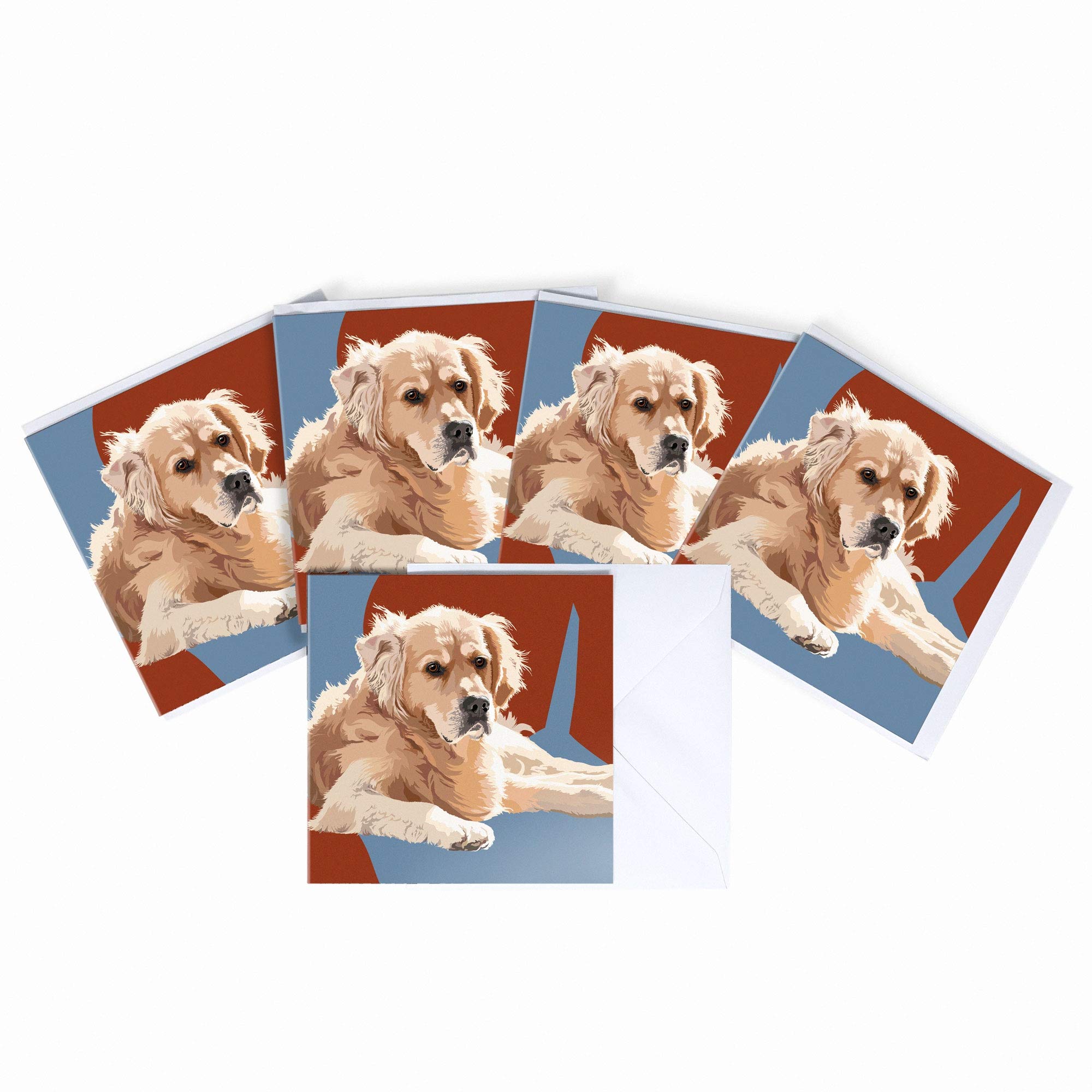 Golden Retriever Blank Greeting Card by Leslie Gerry - Pack of 5 Multipack