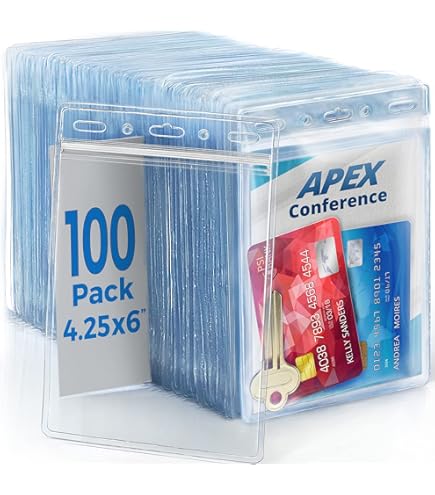 Amazon.com : Bulk 25 Pack - 4x5 Badge Holder Horizontal - Clear Credential  Sleeve for Events