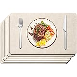 Maxpearl Faux Leather Placemats Set of 6 - Waterproof - Wipe Clean - Heat Resistant - Anti Slip Dining Table Place Mats, Suit