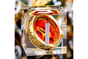 ORIFANTOU Magic Golden Ring DND Dice Set Sharp Edge Red Gaze Eye Resin Dice with Box, for use with RPG D&D Tabletop Games Lord D and D Polyhedral Dice Set