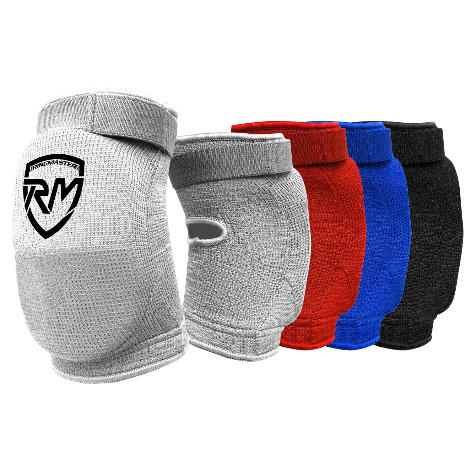 RingMaster Sports Elasticated Elbow Pads Guard Martial Arts MMA Thai Boxing Wrestling Cycling Taekwondo (White, Large)