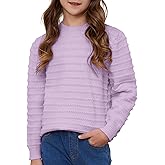 Fdqin Sweaters for Girls Ribbed Knit Textured Long Sleeve Crew Neck Soft Chunky Pullover Sweater Solid Tops 4-14 Years