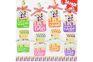 ORIENTAL CHERRY Valentines Day Gifts for Kids, 24 Pack Valentine Cards with Watercolor Paint Bulk -for School Classroom Boys Girls Toddlers Gift Exchanges and Kids Valentines Party Favor Sets