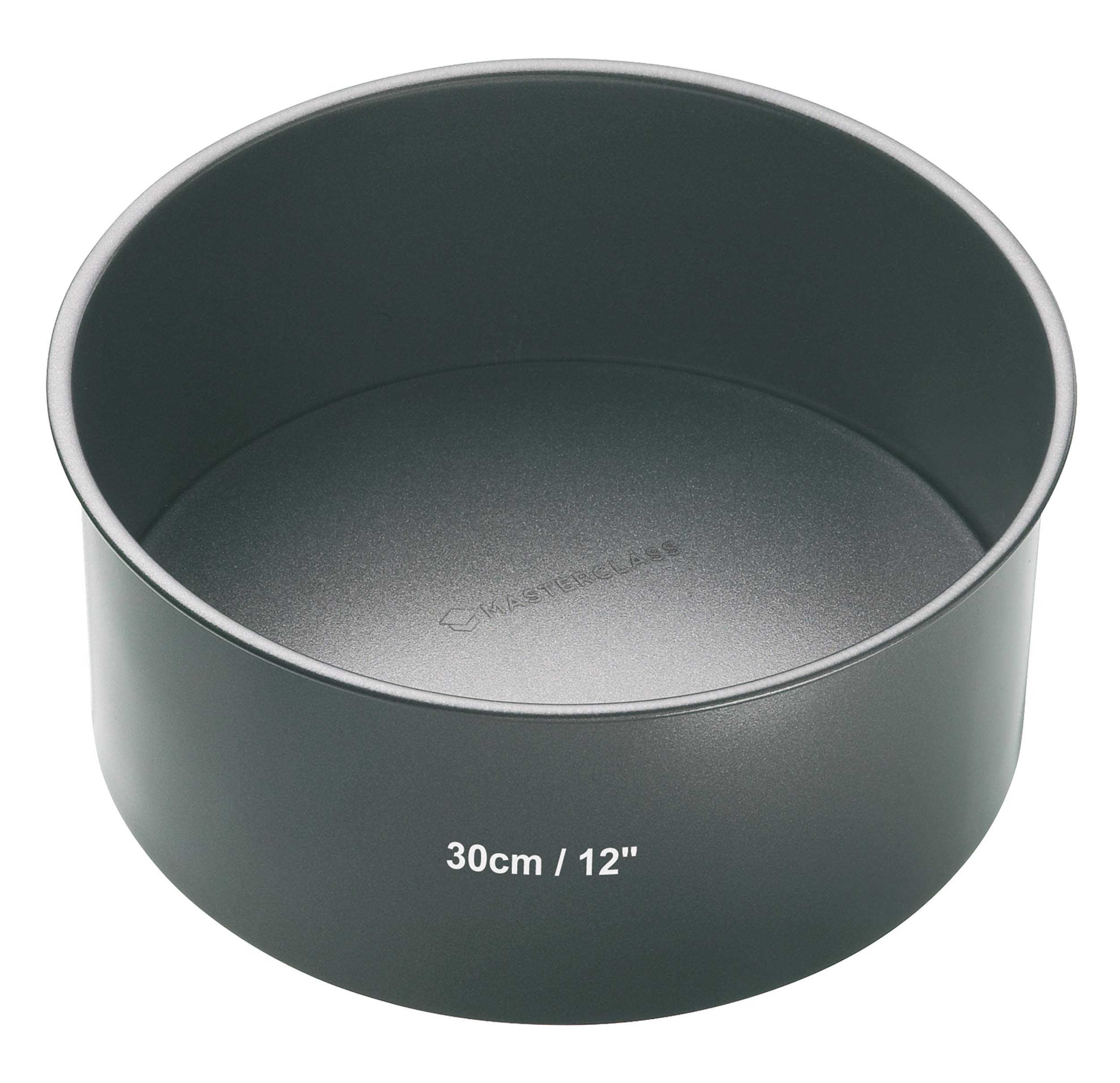 MasterClass KCMCHB57 30 cm Deep Cake Tin with PFOA Non Stick and Loose Bottom, 1 mm Carbon Steel, 12 Inch Large Round Pan, Grey