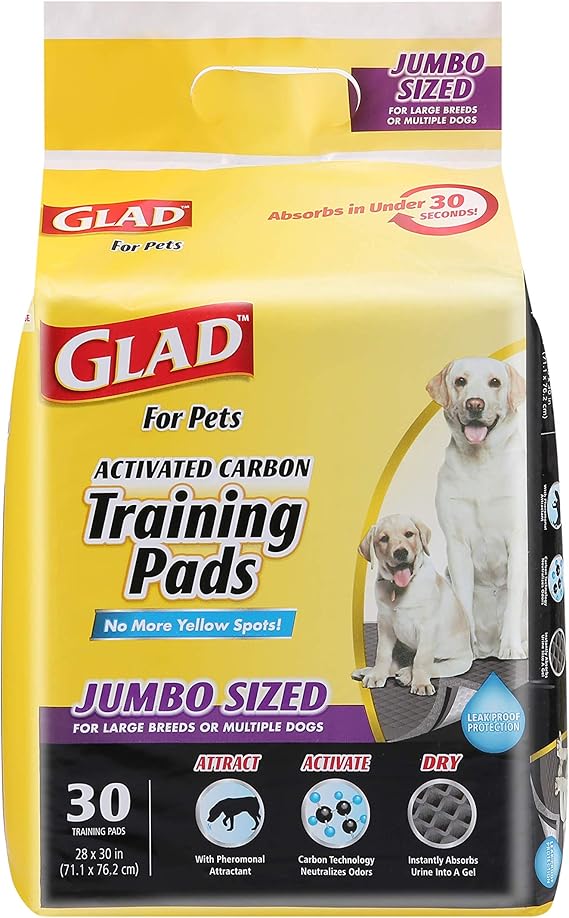Glad for Pets JUMBOSIZE Charcoal Puppy Pads Black Training Pads That