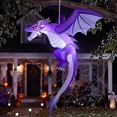 Joiedomi 5FT Tall Halloween Inflatable Flying Purple Dragon Decoration with Built-in LED Lights, Blow Up Flying Purple Dragon for Hanging Porch Tree Eave Yard Lawn Garden, Spooky Halloween Decor
