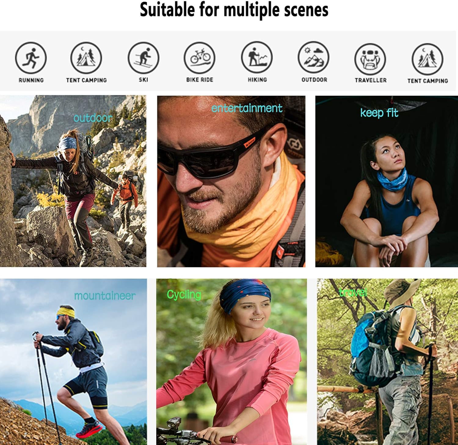 6 Pcs Bandana Face Mask Neck Gaiter, Scarf Headbands Balaclava Headwear Tube Windproof Seamless Face Cover: Clothing