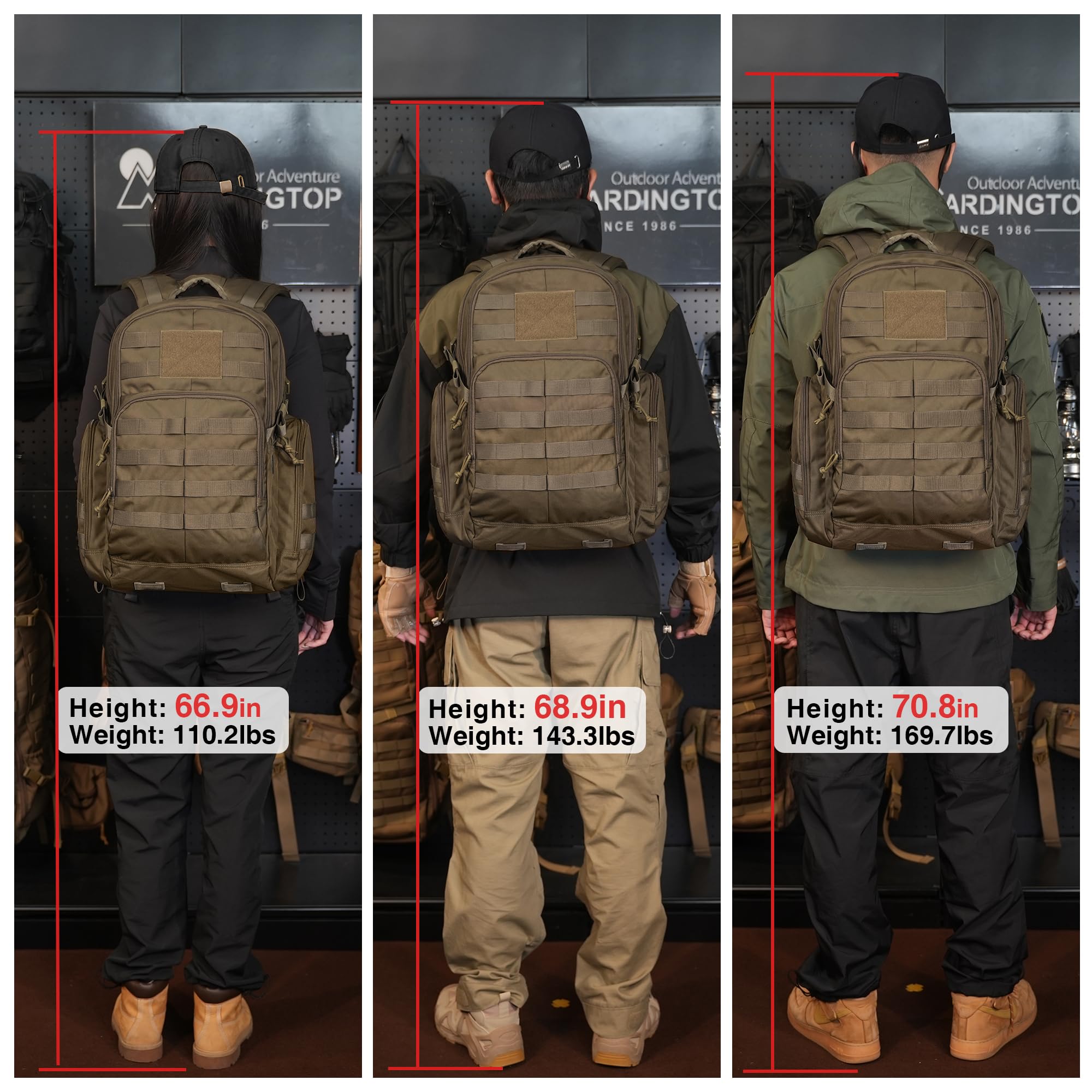 Mardingtop 25L/40L Taktischer Rucksack Herren Wanderrucksack mit MOLLE-System Militär Rucksack, Tactical Backpack für Assault Wandern Reisen Outdoor Arbeit 6