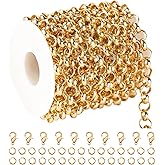 UMAOKANG 16.4 Feet Gold Plated Chains for Jewelry Making Lightweight Aluminum Circle Chain Necklace DIY Jewelry Making Supplies Findings