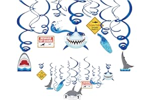 Kristin Paradise 30Ct Shark Hanging Swirl Decorations, Under The Sea Party Supplies, Ocean Birthday Theme, Jaw Kids Decor for First Bday 1st Boys Girls Baby Shower, Jawsome Favors