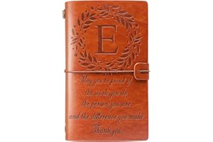 Filten Thank You Gifts Monogrammed Initial Leather Journal Make a Difference Notebook Inspirational Gifts Appreciation Gifts Employee Boss Pastor Volunteer Nurse Doctors Teacher Coworkers for Women