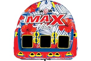 WOW Sports - Max Vibes Inflatable Towable Tube - 1-3 Rider - Perfect for Kids & Adults - Soft Top Deck Tube - Boating Accessory