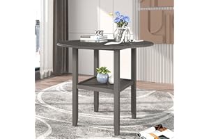 NicBex Dining Table Contemporary Kitchen Table Farmhouse Rustic Round Counter Height Kitchen Dining Table with Drop Leaf and One Shelf for Small Places Round Dining Table, Easy Assembly, Gray