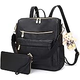 Soperwillton Women Backpack Purse Multipurpose Design Handbags Shoulder Bag PU Leather Travel bag Backpack Set 2pcs