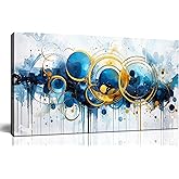 JKWALL77 Abstract Painting Wall Art - Bedroom Wall Decor - Blue Pictures for Living Room Ready to Hang Size 20" x 40"