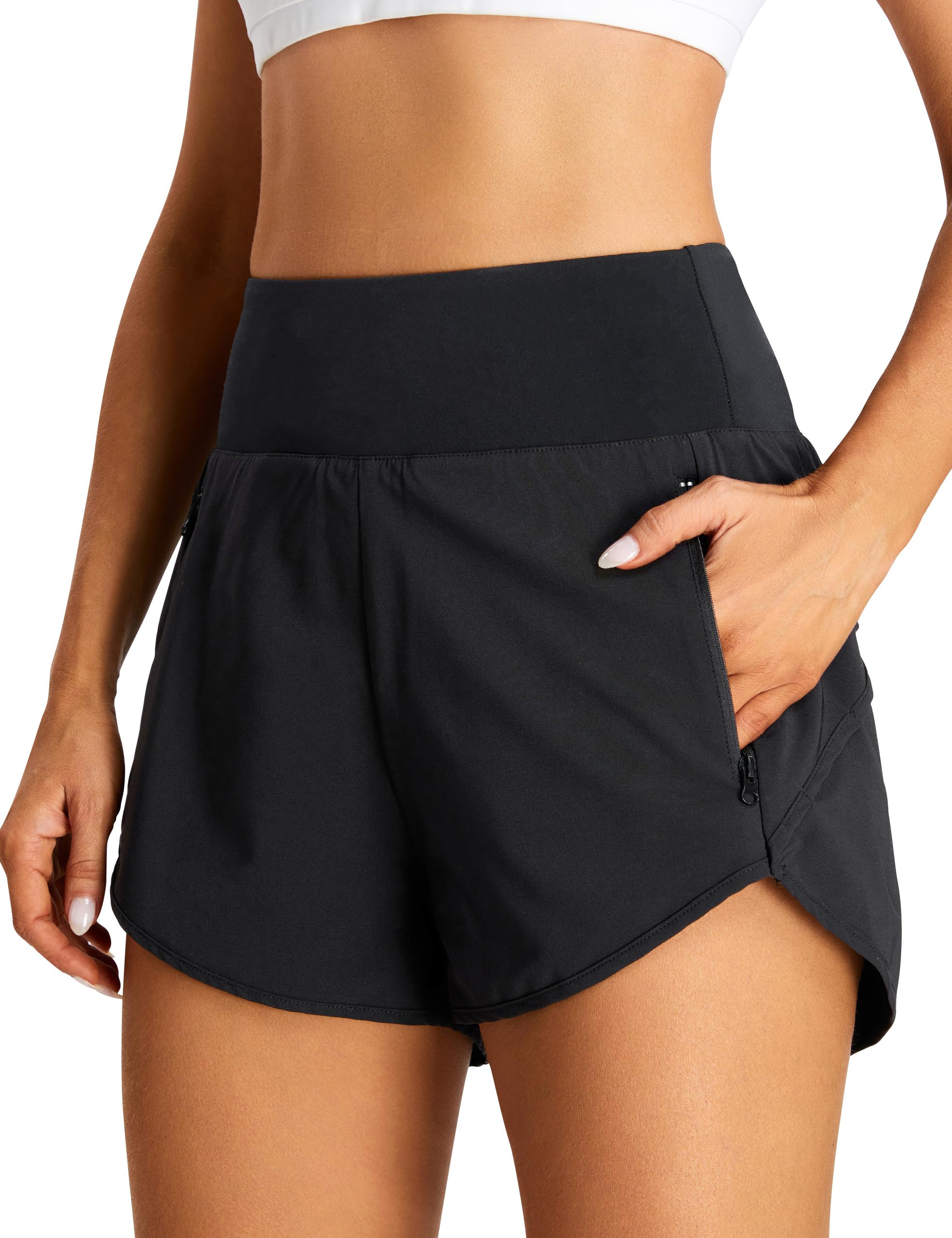 Photo 1 of (M,BLACK) BMJL Women's Athletic Shorts High Waisted Running Short Lightweight Dolphin Shorts Gym Workout Shorts with Liner(M,Black)