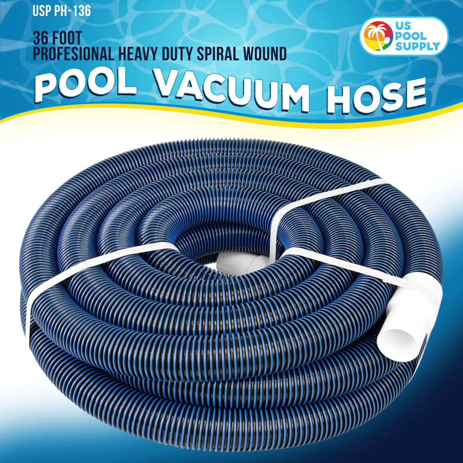 U.S. Pool Supply 1-1/2" x 36 Foot Professional Heavy Duty Spiral Wound Swimming Pool Vacuum Hose with Swivel Cuff : Garden & Outdoor