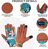 Escort Tools Ladies Leather Gardening Work Gloves Thorn Proof Touch Screen M view 2