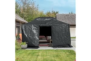 DOMI OUTDOOR LIVING Domi 10' x 12' Universal Winter Gazebo Cover for Hardtop Gazebos,Outdoor Waterproof Enclosed Cover with Sidewalls and Mesh Windows,Grey (Gazebo not Included)