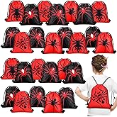 Lothee 30 Pcs Spider Drawstring Goodie Gift Bags Spider Party Favors Hero Birthday Party Decoration Supplies Spiderweb Candy Treat Bags