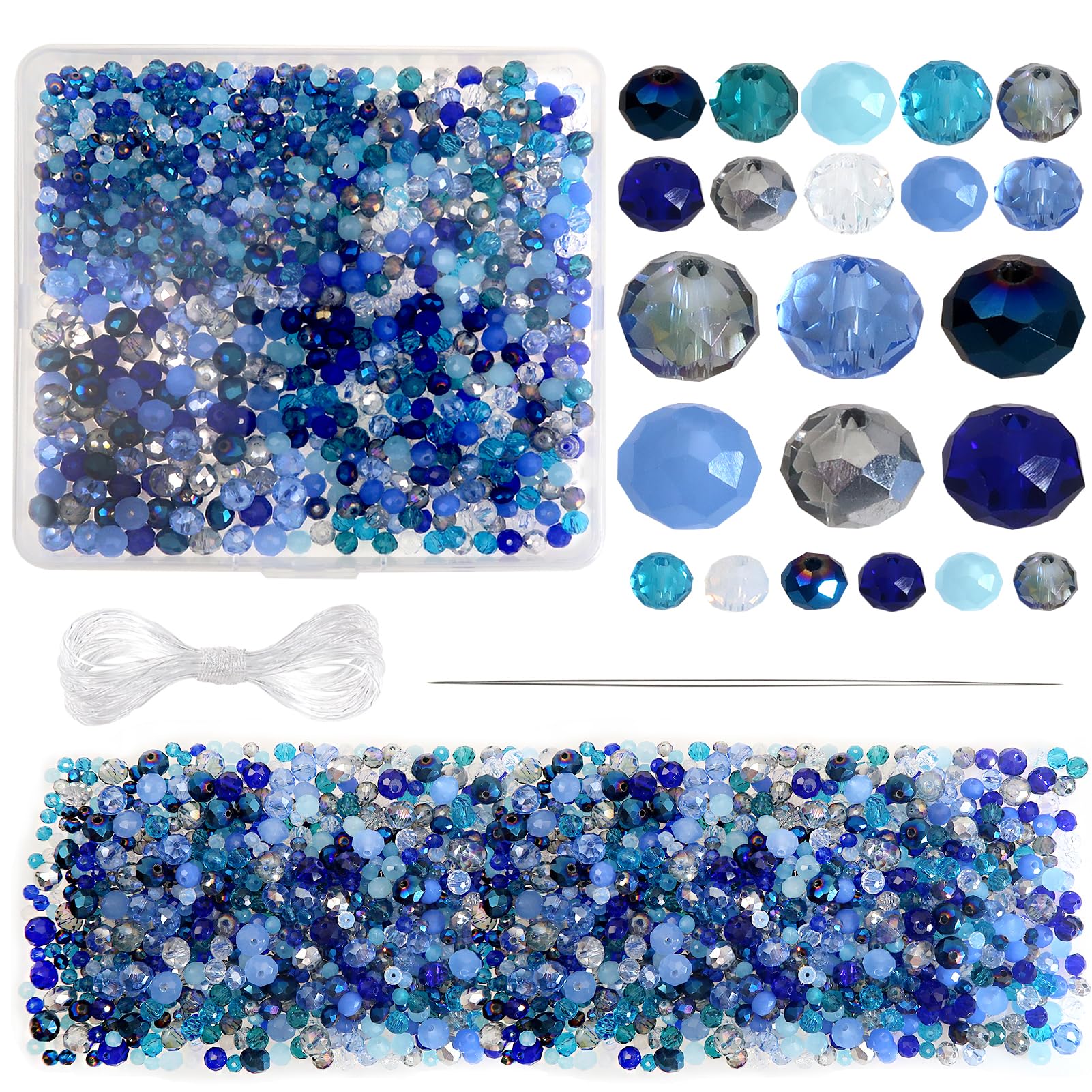 TOAOB 1000pcs Crystal Glass Beads Spacer Beads for Bracelets Necklace Earrings Jewellery Making Blue Series 4mm 6mm 8mm โ image 1