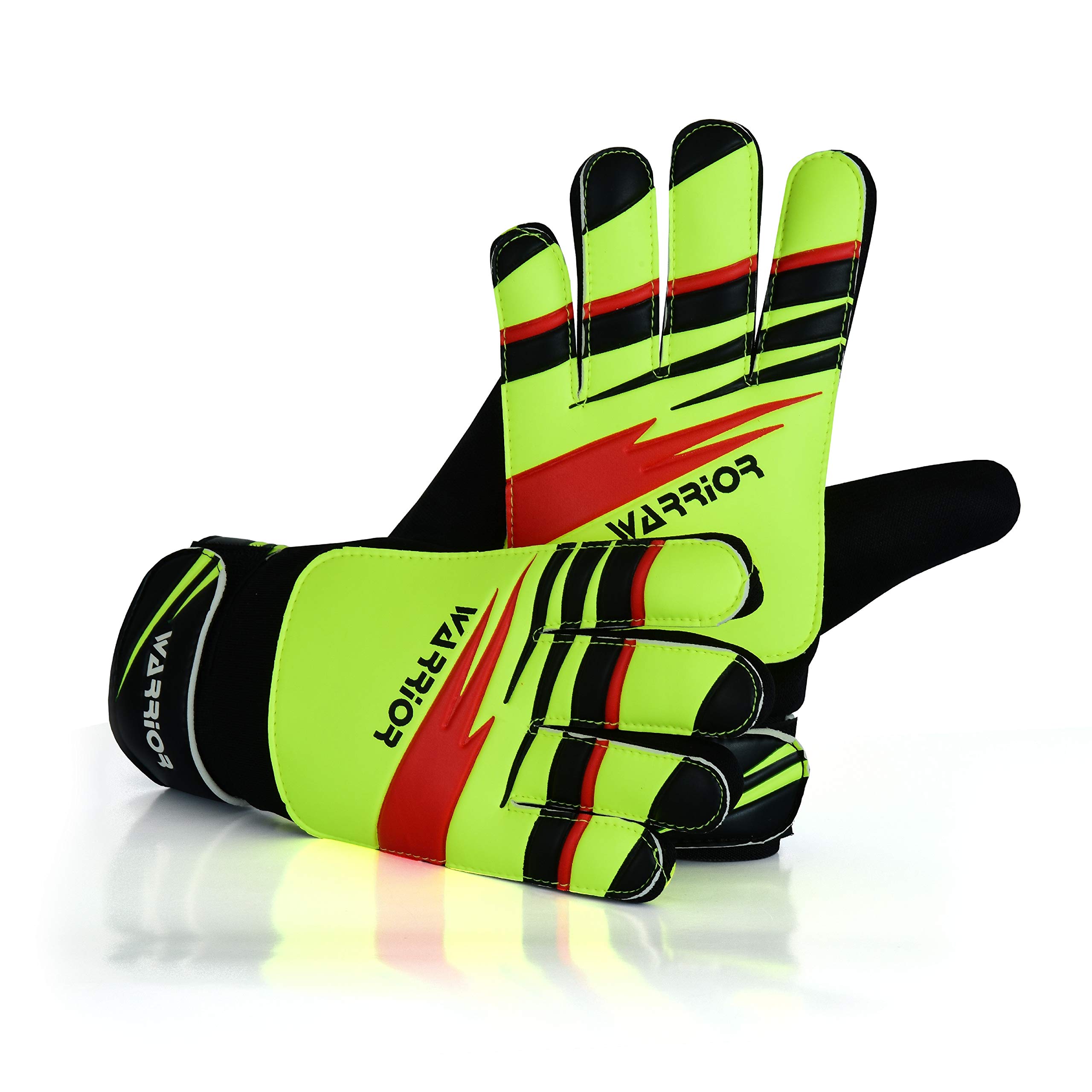 WARRIOR - Junior Football Goalkeeper Gloves For Boys Kids Children Adult Soccer Goalie Gloves Protection Super Grip Palms (7 - Suitable for S-M Adult)