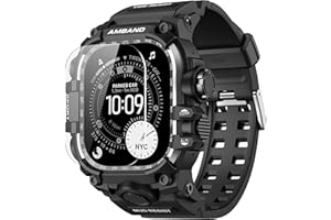 amBand Rugged Case with Band for Apple Watch Ultra 3/2/1 49mm, M3 Military Grade Shockproof Cover, Includes Screen Protector Kit, Tactical Band for Men - Compatible with iWatch Ultra, Matte Black
