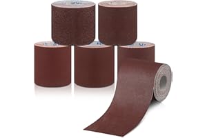 5 Rolls Sandpaper Roll 3 Inch x 20 Ft Aluminum Oxide Abrasive Emery Cloth Roll for Woodworking, 80/150/240/320/400Grit, Conti