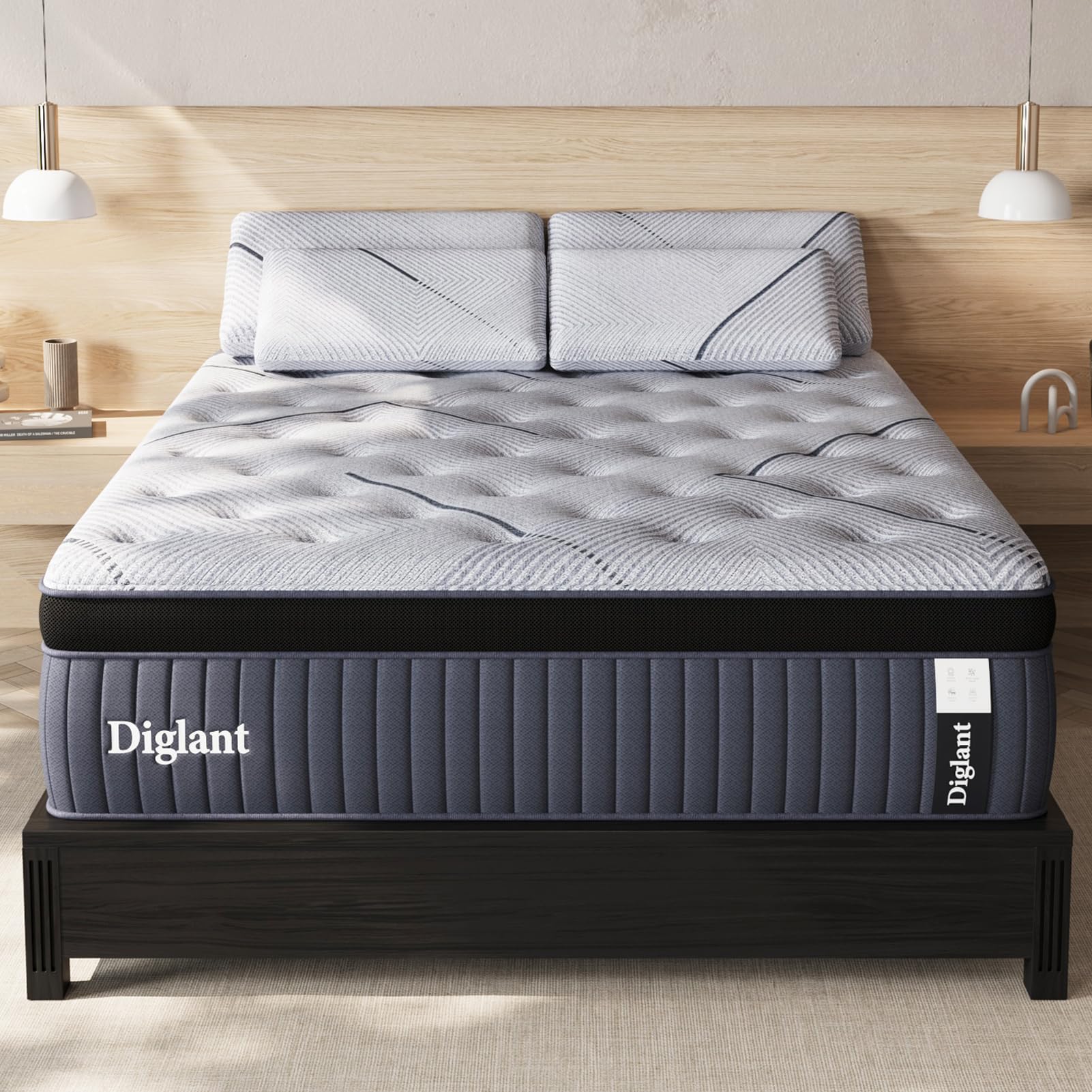 Photo 1 of DIGLANT Twinxl Mattress, 14Inch Medium Twinxl Hybrid Mattress,Cooling Gel Memory Foam & 7-Zone Individual Pocket Springs, Twinxl Size in Box for Supportive & Pressure Relief,39 x 80