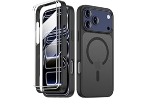 COOLQO Magnetic for iPhone 17 Pro Max Case [Screen Protector + Camera Protection] Compatible with MagSafe Translucent Matte Dual-Layer Military Grade 17 FT Drop Test Protective Phone Cover Black