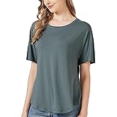 netdraw Women's Ultra Soft Bamboo Viscose Dolman Top Loose Fit Trendy Casual Lounge Short Sleeve Pajama Batwing T-Shirt
