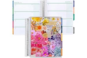 ERIN CONDREN 7x9 Coiled Life Planner (January 2026 - December 2026) - Floral Collage classic cover, horizontal layout, Hexagon theme, platinum coil