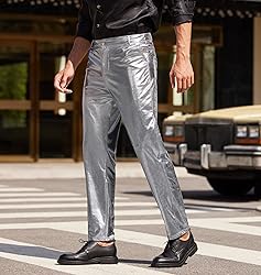 COOFANDY Shiny Pants for Men Metallic Night Club