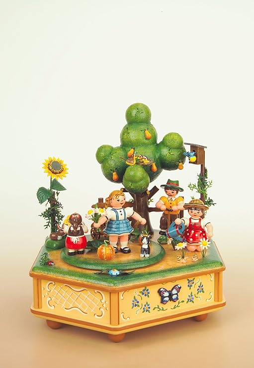 Spieldose Unser kleiner Garten - 20cm - Original Erzgebirge - Hubrig Volkskunst