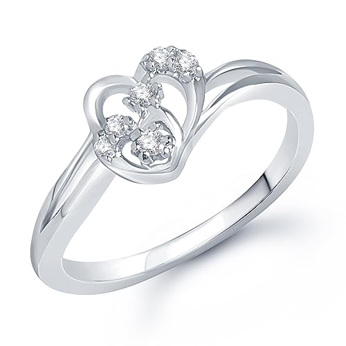 VK Jewels Joint Heart Heart Rhodium Plated Ring - FR1135R [VKFR1135R]
