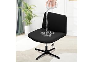 MINGPINHUIUS Armless Adjustable Chair Cover: Criss Cross Swivel Office Desk Chair Cover Modern Vanity Chair Cover Water Resistant Removable Protector,for Accent Chair(Black, Water Resistant Style)