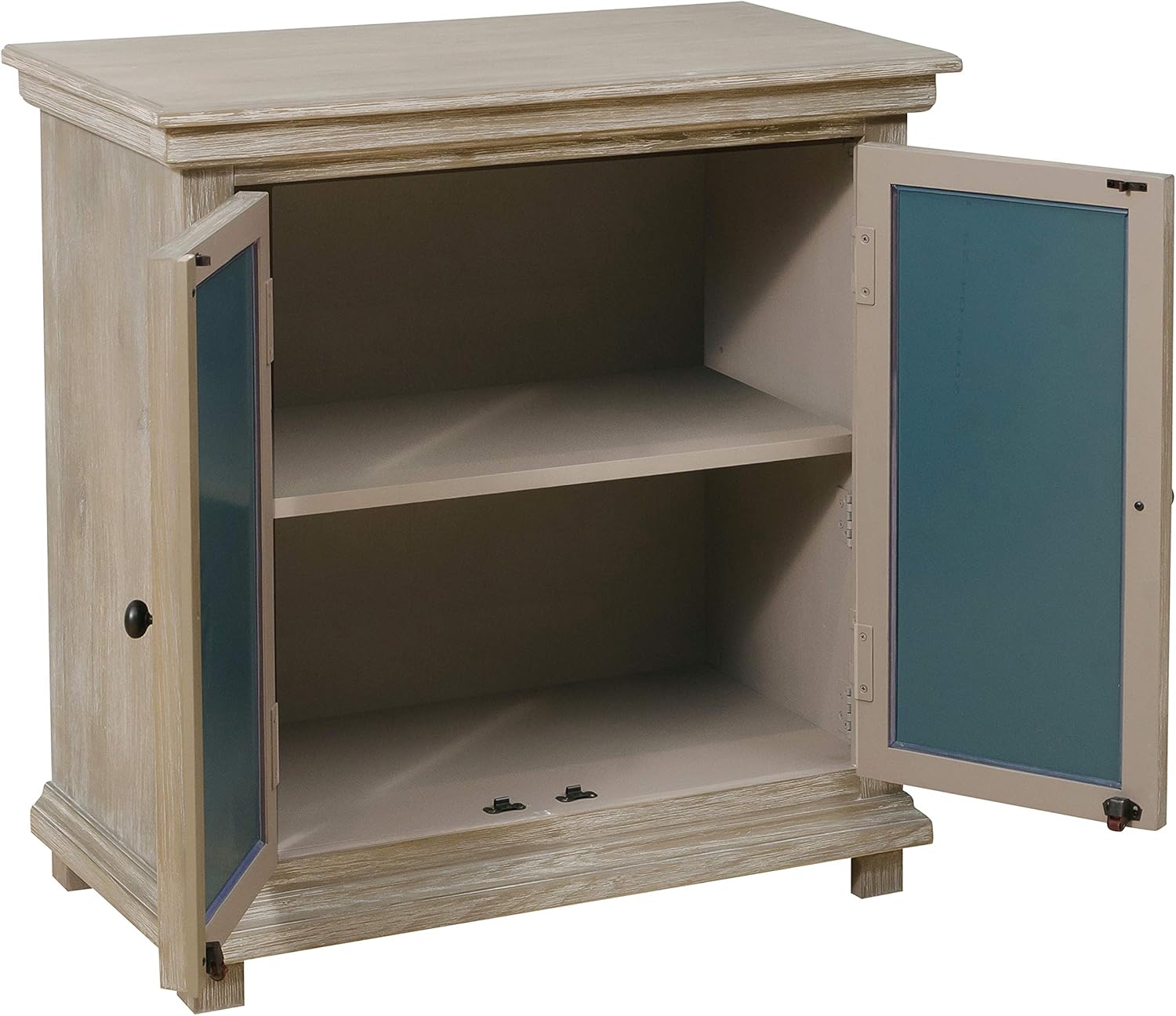 Right2Home Two Door Mirror Front Accent Rustic Oak Brown Storage Chest: Furniture & Decor