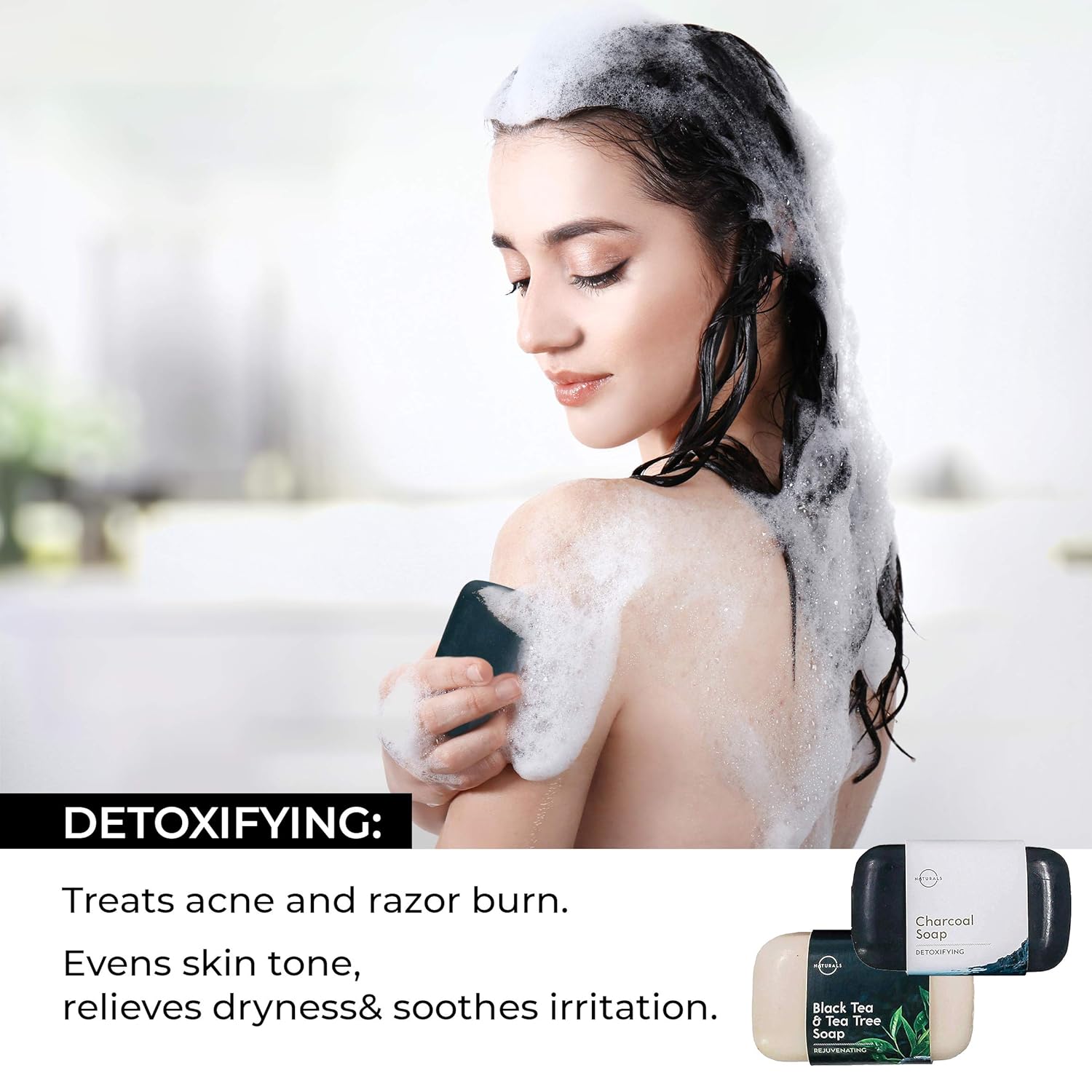 O Naturals 6-Piece Black Bar Soap Collection. 100% Natural. Organic Ingredients. Helps Acne, Repairs Skin Moisturizes, Deep Cleanse, Luxurious Face Hands Body Soap Women & Men. Triple Milled Vegan 4oz : Beauty