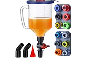 SMART JERRY - Spill-Proof Engine Oil Funnel Kit｜Oil Change Funnel w/ 12 adapters & 2 Magnetic Adapter Organizer Boards｜Transp
